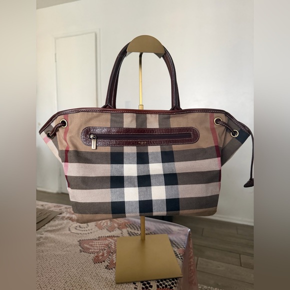 Burberry Handbags - Burberry Beige and Brown Checkered Tote